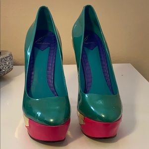 Colorful Brian Atwood platforms size 8.5